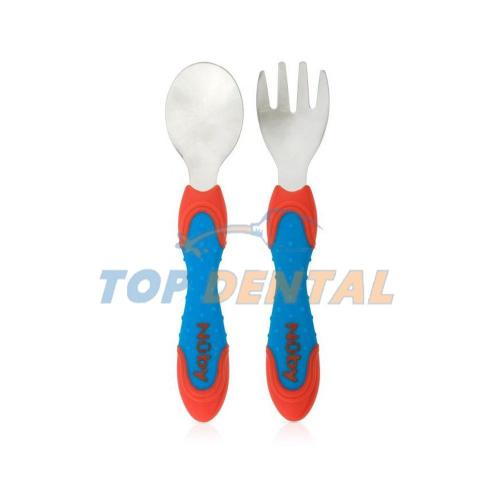 NUBY CUCHARA Y TENEDOR DE ACERO INOXIDABLE